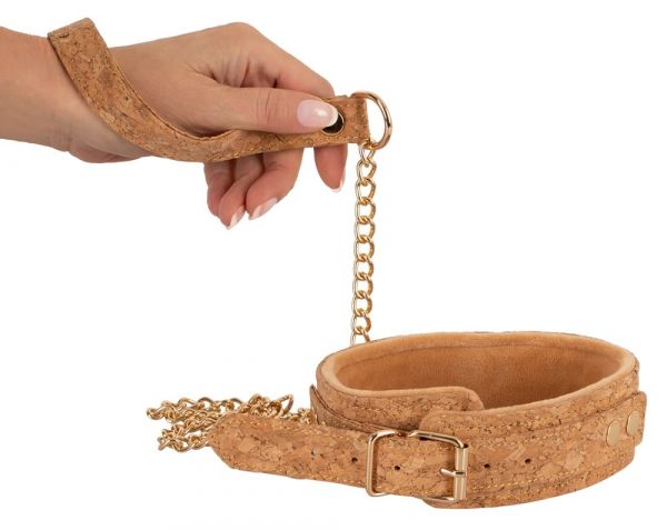 Vegan Fetish Halsfessel plus Leine aus natürlichem Kork (mit Führungsleine)