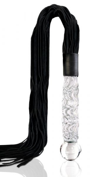 Icicles "Hand Blown Glass Whip" (Glasdildo mit Lederstriemen)