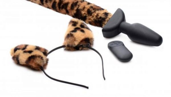 Tailz - Beweglicher & vibrierender Anal Plug Panther Tail (inkl. passenden Ohren)