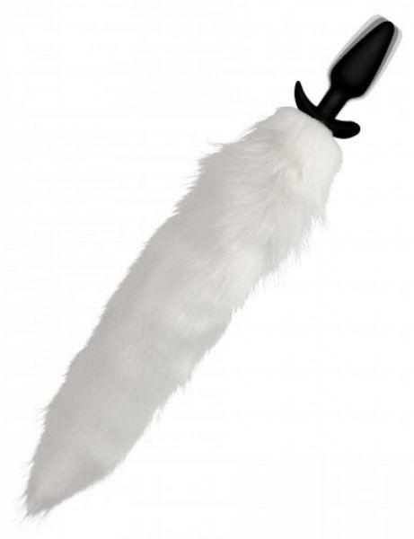 Tailz - Vibrierender, schmaler Analplug mit Fox Tail weiß (mit 3 Vibrationseinstellungen & 7 verschiedenen Mustern)