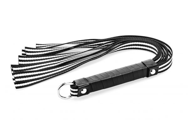 ZENN Black & White Fabric Whip (mit breiten Peitschensträngen)