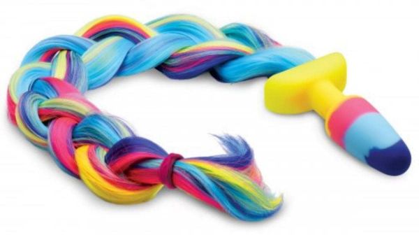 Tailz - Regenbogen-Einhorn-Analplug mit Schwanz (Schwanz aus Nylon)