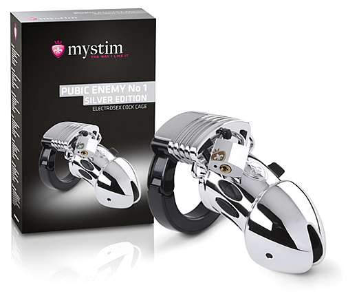 Mystim Peniskäfig Pubic Enemy No 1 - Silver Edition